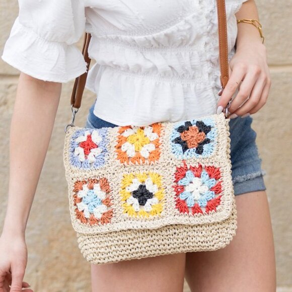 Handbags - Sylvie Foldover Crochet Woven Crossbody
